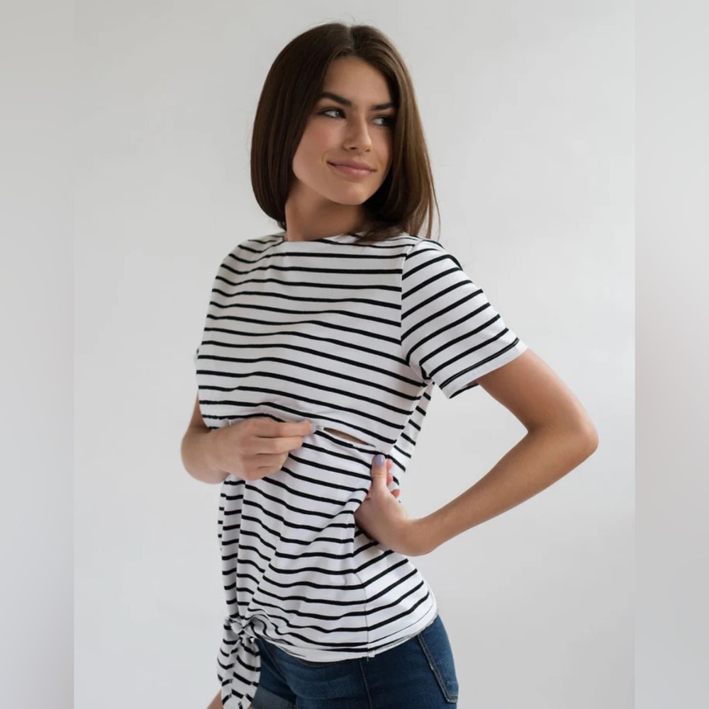 Nursing Queen Classic Striped Short Sleeve Tee